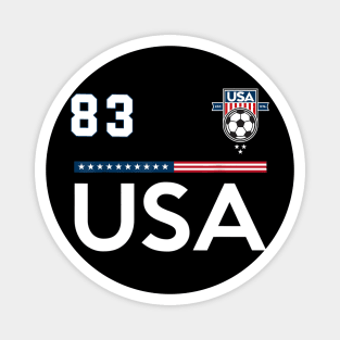 American USA Flag Soccer Jersey Favorite Lucky Number 83 Women Men Magnet